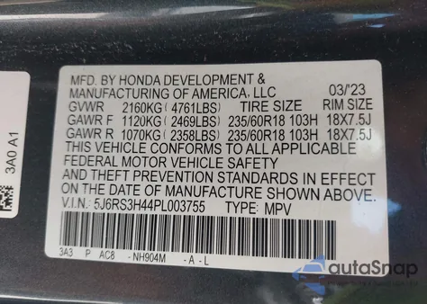 2023 Honda Cr-V Ex 2Wd from USA, damaged, VIN 5J6RS3H44PL003755
